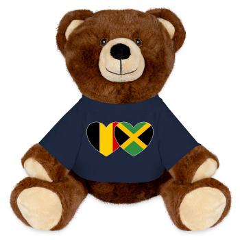 Belgien Jamaika Flagge Herz - MiniFeet® RecycelBär® Braun - French Navy - Vorne