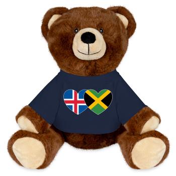 Island Jamaika Flagge Herz - MiniFeet® RecycelBär® Braun - French Navy - Vorne