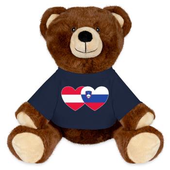 Österreich Slowenien Flagge Herz - MiniFeet® RecycelBär® Braun - French Navy - Vorne