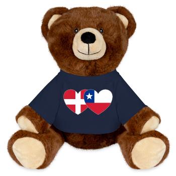 Dänemark Chile Flagge Herz - MiniFeet® RecycelBär® Braun - French Navy - Vorne