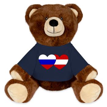 Russie Autriche Flag Coeur - Nounours RecycelBär® marron - bleu marine - Devant