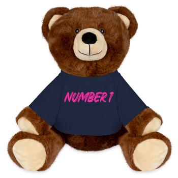 Number 1 - eins - erster - erste - 1 - Nummer 1 - MiniFeet® RecycelBär® Braun - French Navy - Vorne