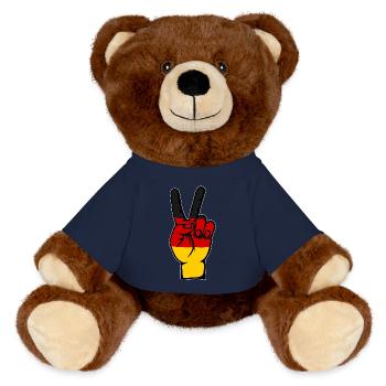 Drapeau allemand, Paix, Symbole de victoire - Nounours RecycelBär® marron - bleu marine - Devant