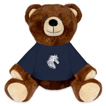 Stute Porträt mit eleganter Mähne im Wind - MiniFeet® RecycelBär® Braun - French Navy - Vorne