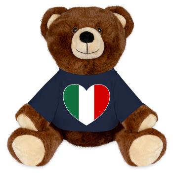 Italien Flagge Herz breit - MiniFeet® RecycelBär® Braun - French Navy - Vorne