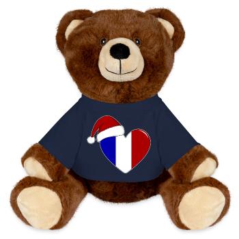 France Flag Christmas Heart - MiniFeet® RecycelBär® Teddy Bear Brown - french navy - Front