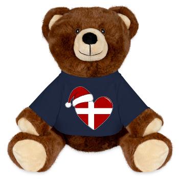 Coeur de Noël drapeau Danemark - Nounours RecycelBär® marron - bleu marine - Devant