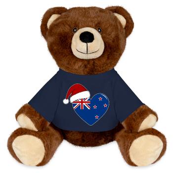 Coeur de Noël drapeau Nouvelle-Zélande - Nounours RecycelBär® marron - bleu marine - Devant