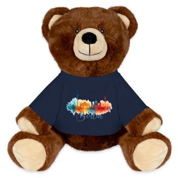Berlin City Watercolor City - Nounours RecycelBär® marron - bleu marine - Devant