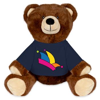 Fool's cap Mardi Gras arc-en-ciel couleurs costume fou - Nounours RecycelBär® marron - bleu marine - Devant
