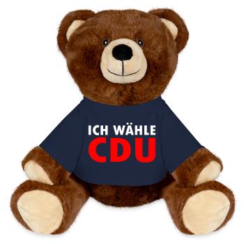 Ich wähle cdu - MiniFeet® RecycelBär® Braun - French Navy - Vorne