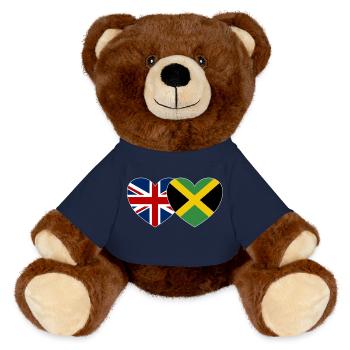Großbritannien Jamaika Flagge Herz - MiniFeet® RecycelBär® Braun - French Navy - Vorne
