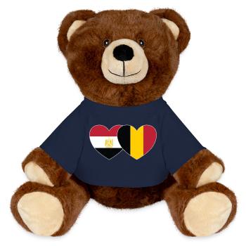 Ägypten Belgien Flagge Herz - MiniFeet® RecycelBär® Braun - French Navy - Vorne