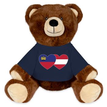 Lichtenstein Autriche Flag Heart - Nounours RecycelBär® marron - bleu marine - Devant