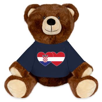 Autriche Croatie Flag Coeur - Nounours RecycelBär® marron - bleu marine - Devant