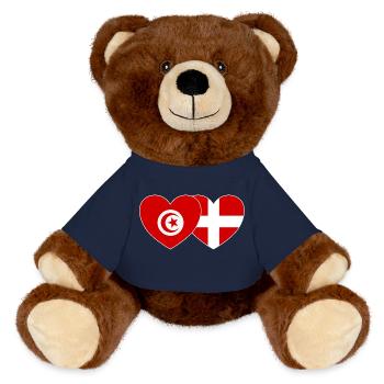 Tunisia Denmark Flag Heart - MiniFeet® RecycelBär® Teddy Bear Brown - french navy - Front