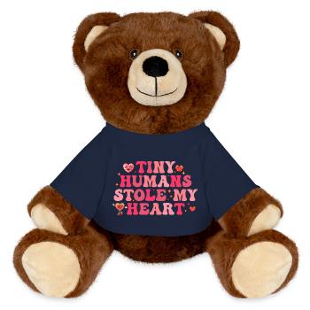 Tiny Humans Stole My Heart - NICU Nurse Women - MiniFeet® RecycelBär® Teddy Bear Brown - french navy - Front