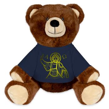 god god church church bible bible wedding wedding - MiniFeet® RecycelBär® Teddy Bear Brown - french navy - Front