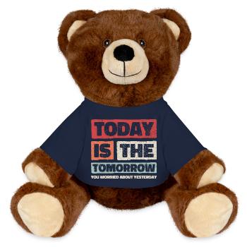 Motivierendes Weisheitsdesign. Die Vibes von morgen von heute - MiniFeet® RecycelBär® Braun - French Navy - Vorne