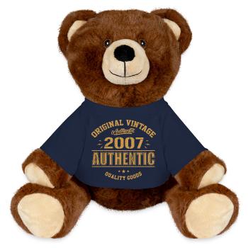 Authentisches 2007 Original Geburtstagsgeschenk 2007 - MiniFeet® RecycelBär® Braun - French Navy - Vorne