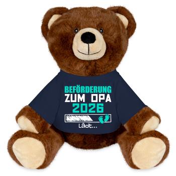 Beförderung zum Opa 2026 - MiniFeet® RecycelBär® Braun - French Navy - Vorne