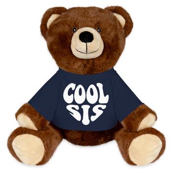 Cool Sis Heart Logo - Customizable color - MiniFeet® RecycelBär® Teddy Bear Brown - french navy - Front