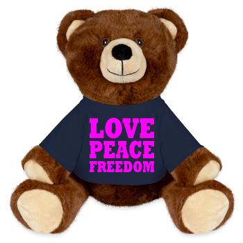 Love peace freedom - Nounours RecycelBär® marron - bleu marine - Devant
