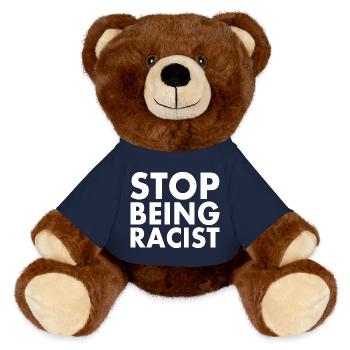 Stop being racist - MiniFeet® RecycelBär® Teddy Bear Brown - french navy - Front