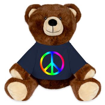 Peace - No war - MiniFeet® RecycelBär® Teddy Bear Brown - french navy - Front