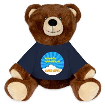 Super-papa, super-héros. Meilleur papa. BD comics - Nounours RecycelBär® marron - bleu marine - Devant