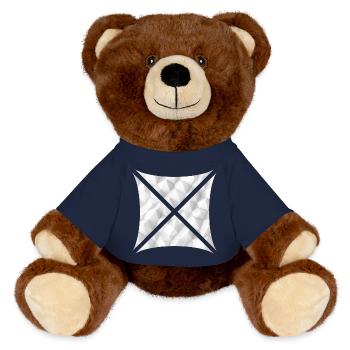 Conception polygonale abstraite blanche - Nounours RecycelBär® marron - bleu marine - Devant
