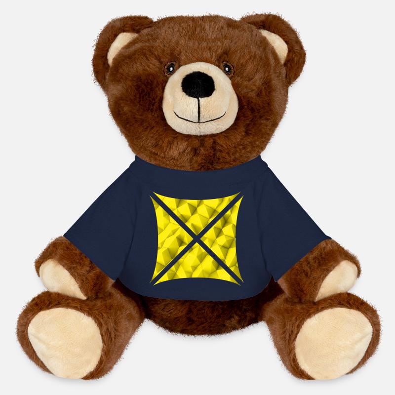 Abstract Polygon Design Yellow - MiniFeet® RecycelBär® Teddy Bear Brown - french navy