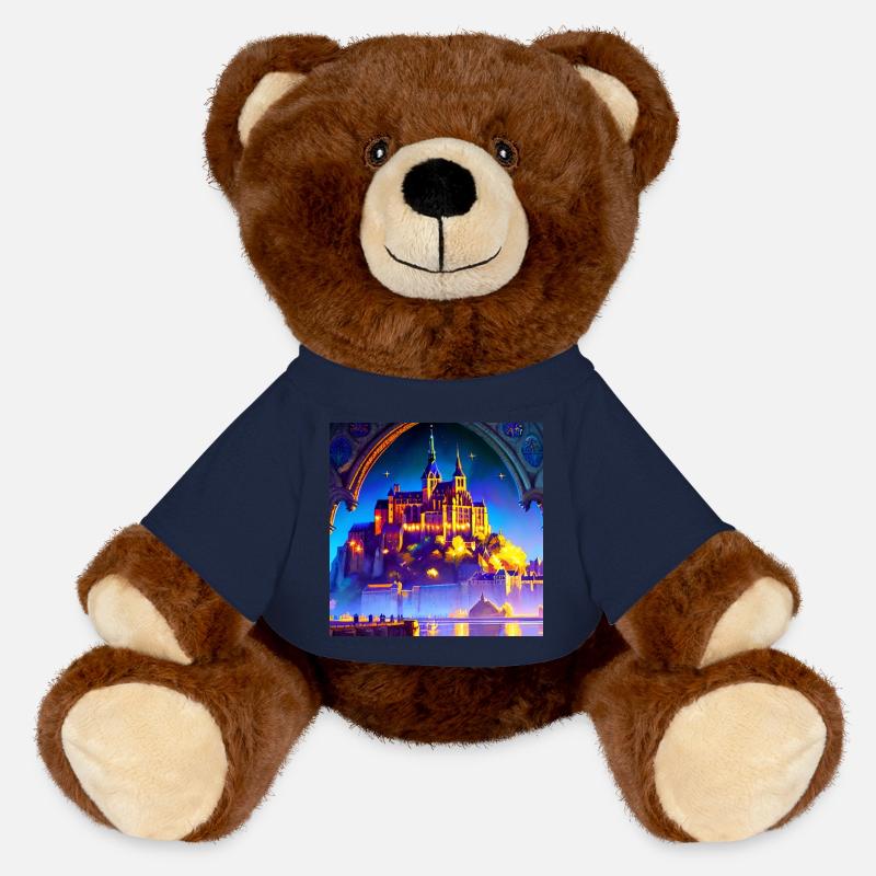 Mont Saint Michel - Château de rêve - Nounours RecycelBär® marron - bleu marine