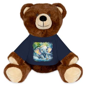 Cute baby elephant playing in the water - MiniFeet® RecycelBär® Teddy Bear Brown - french navy - Front