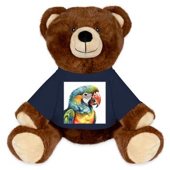 Watercolor macaw - MiniFeet® RecycelBär® Teddy Bear Brown - french navy - Front