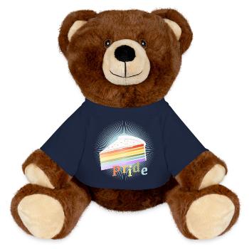 Stück Regenbogen Kuchen in zarten Pastellfarben - MiniFeet® RecycelBär® Braun - French Navy - Vorne