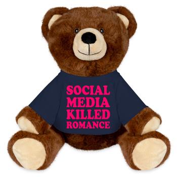 social media killed romance - MiniFeet® RecycelBär® Teddy Bear Brown - french navy - Front