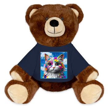 Colorful Cat - MiniFeet® RecycelBär® Teddy Bear Brown - french navy - Front