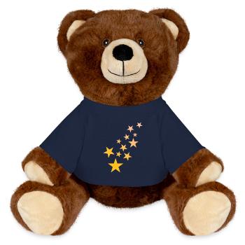 Star asterisk pattern starry sky - MiniFeet® RecycelBär® Teddy Bear Brown - french navy - Front