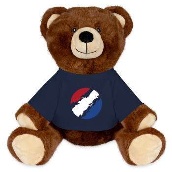 Netherlands Flag Flag Circle - MiniFeet® RecycelBär® Teddy Bear Brown - french navy - Front