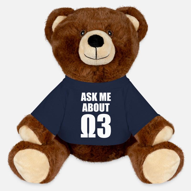 Ask Me About Omega 3 - white - MiniFeet® RecycelBär® Teddy Bear Brown - french navy