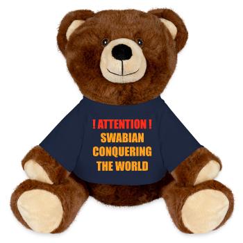 Swabian Conquering The World - MiniFeet® RecycelBär® Teddy Bear Brown - french navy - Front