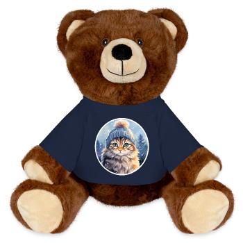 Chat en hiver - Nounours RecycelBär® marron - bleu marine - Devant