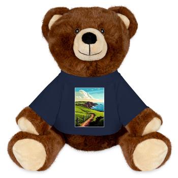 Tor Head England Vintage Travel Poster Souvenir - MiniFeet® RecycelBär® Teddy Bear Brown - french navy - Front