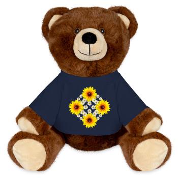Fleur d’échinacée avec fleur de marguerite - Nounours RecycelBär® marron - bleu marine - Devant