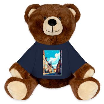 Dijon Frankreich Vintage Reiseposter WPA Souvenir - MiniFeet® RecycelBär® Braun - French Navy - Vorne