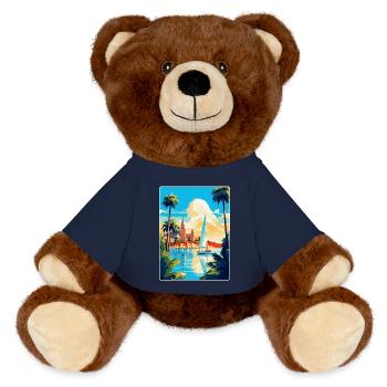 Palma De Mallorca Spain Vintage Travel Poster WPA - MiniFeet® RecycelBär® Teddy Bear Brown - french navy - Front