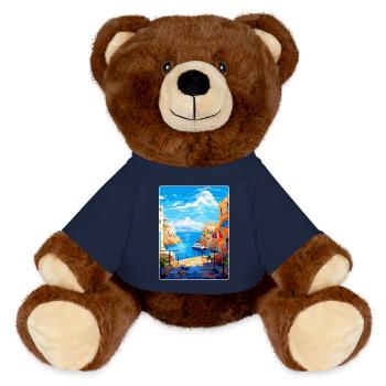Héraklion Grèce Affiche de voyage vintage souvenir - Nounours RecycelBär® marron - bleu marine - Devant