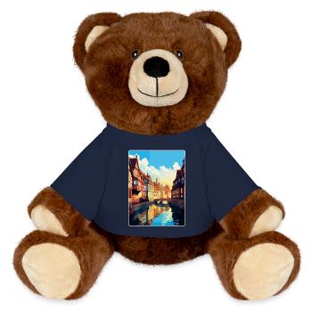 Colmar France Vintage Travel Poster WPA Souvenir - MiniFeet® RecycelBär® Teddy Bear Brown - french navy - Front