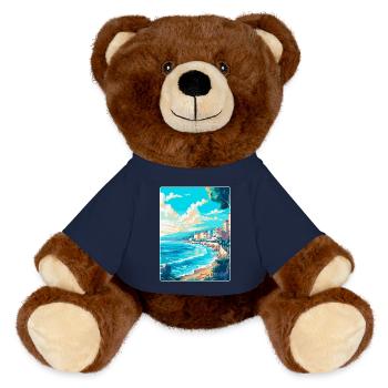 Nice France Vintage Travel Poster WPA Art Souvenir - MiniFeet® RecycelBär® Teddy Bear Brown - french navy - Front